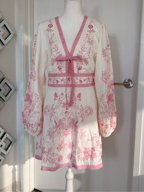 Linen blend cream dress